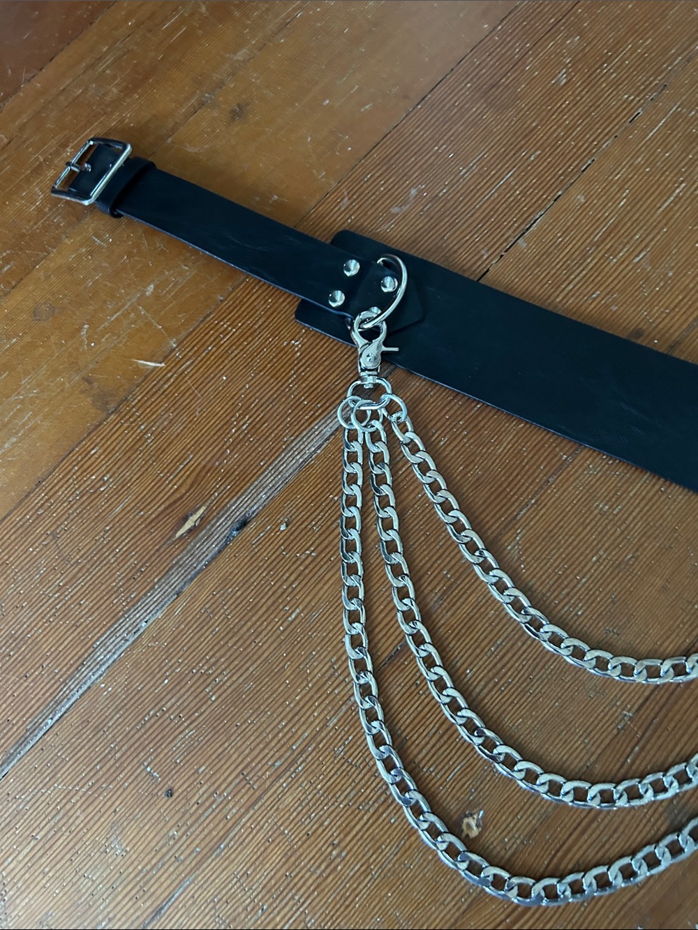 Midnight Hour Black Chain Draped Wide Belt goth industrial whimsycore - Picture 7 of 8